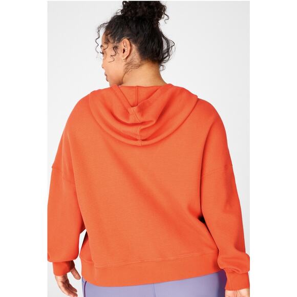 Fabletics Plus Burnt Sedona Lizzie Half Zip Waffle Knit Hoodie Pullover Size 3X - Picture 4 of 10